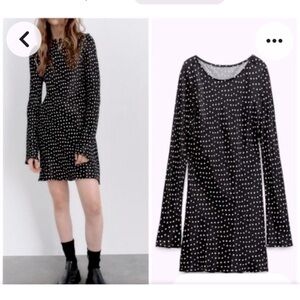 Zara polka dot satin dress NWT